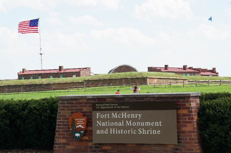 Fort McHenry, a national monument near the Locust Point neighborhood in Baltimore, Maryland. 