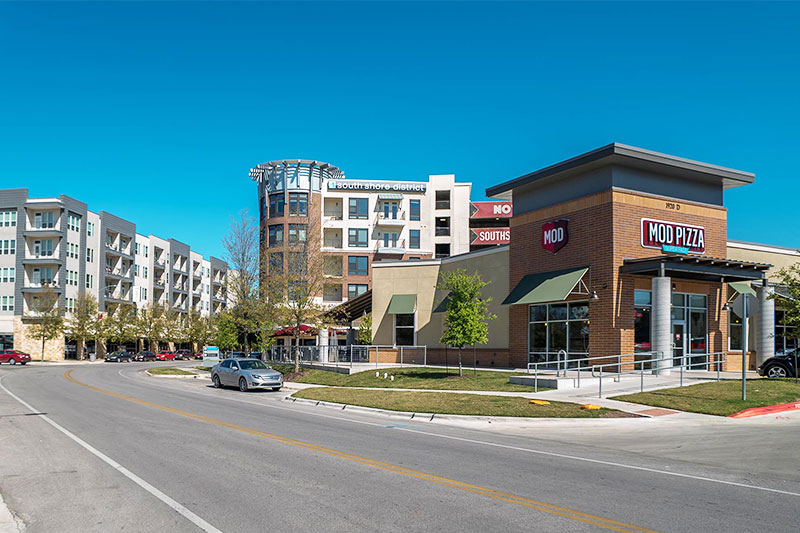 Buildings in the East Riverside neighborhood of Austin, Texas