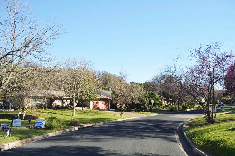 A residential street in South Austin, Texas. 