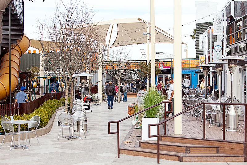 Container Park in Downtown Las Vegas with people walking around.