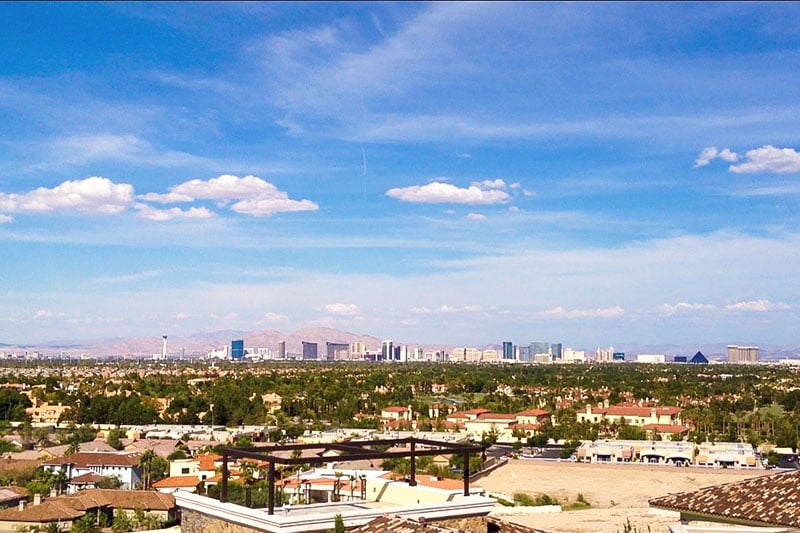 Aerial view of the Vegas over the Spring Valley. 