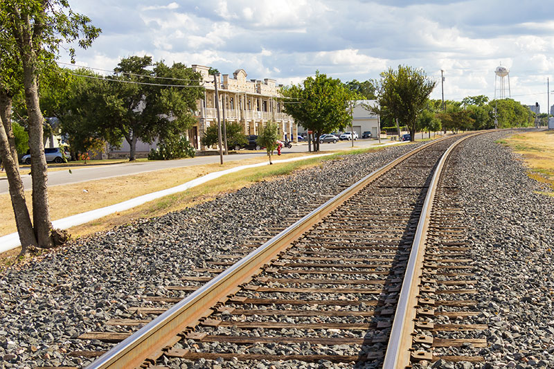 A railroad track in Buda, Texas