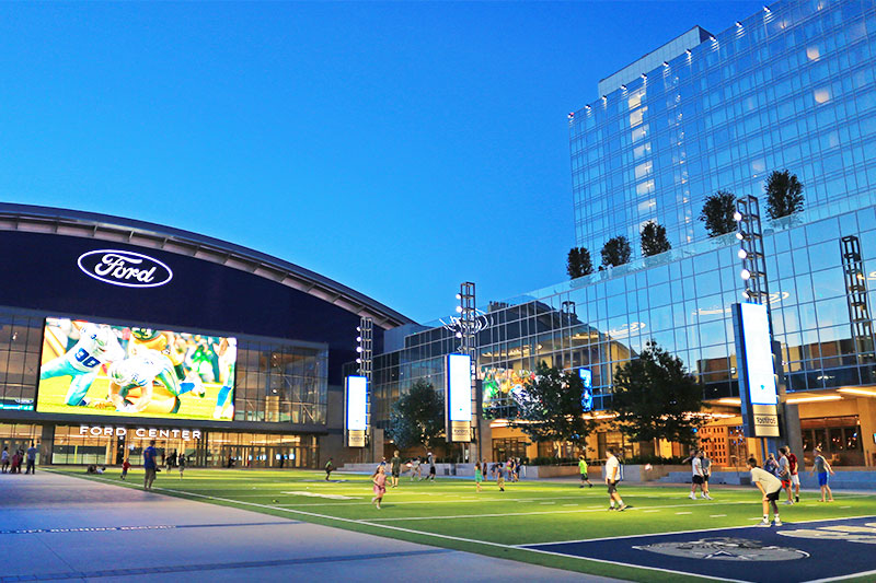 Nighttime view of The Star in Frisco, Texas