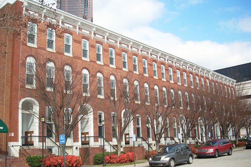 A block of rowhouses in Baltimore, Maryland