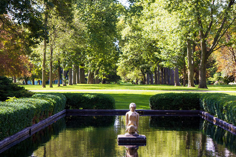 A statue in a pond in Cantigny Park in Wheaton, Illinois