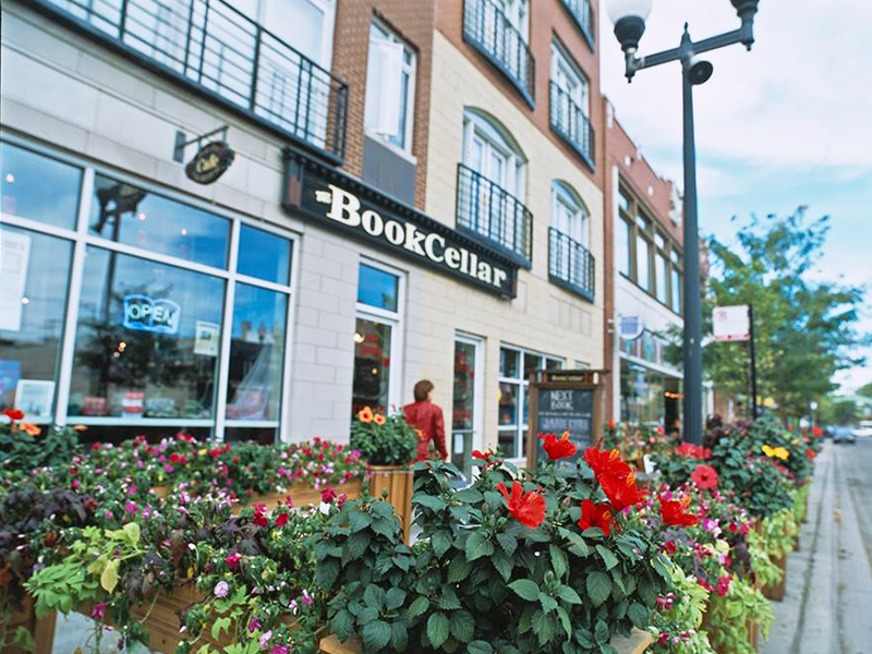 Outside of storefront for The Book Cellar in Lincoln Square neighborhood.