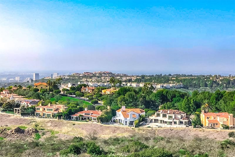 Hills and homes in the Irvine Ranch community in California