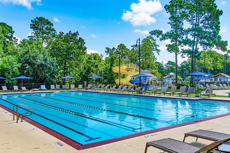 The pool and water slide area of the Kingwood community in Texas