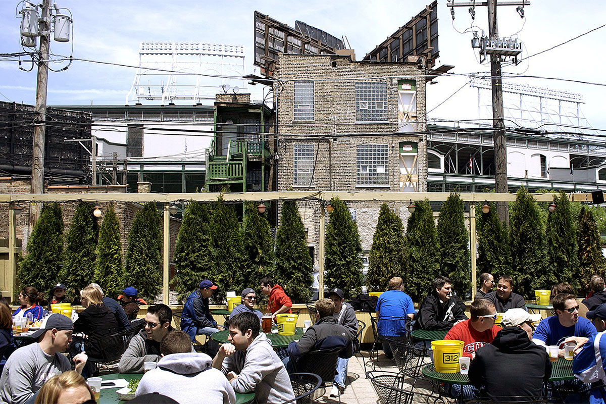 Lakeview bar with wriggly stadium in the background