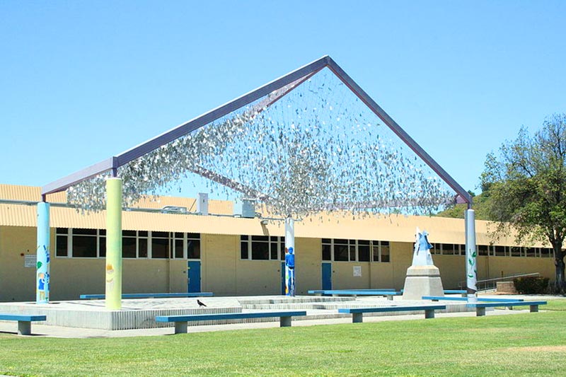 A shot of the quad at Leland High School in San Jose, California