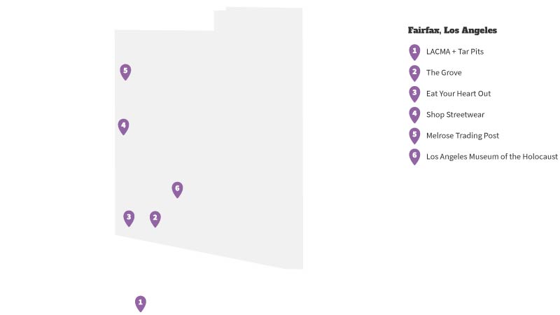 Map of Fairfax, Los Angles. 