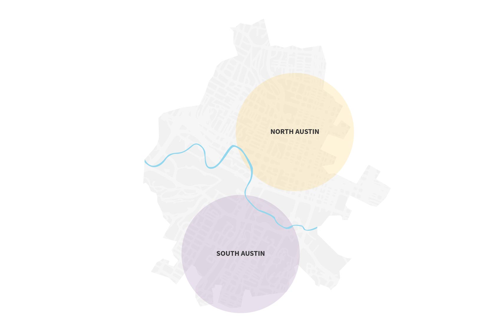 Map of north versus south austin