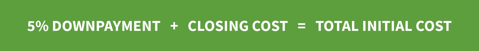 5% Downpayment + Closing Cost = Total Initial Cost