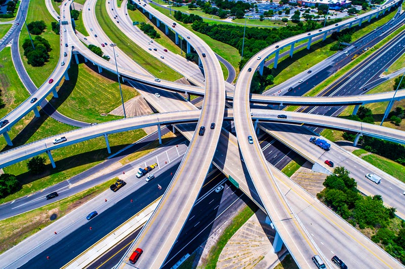 Aerial view of the Mopac Expressway in Austin, Texas