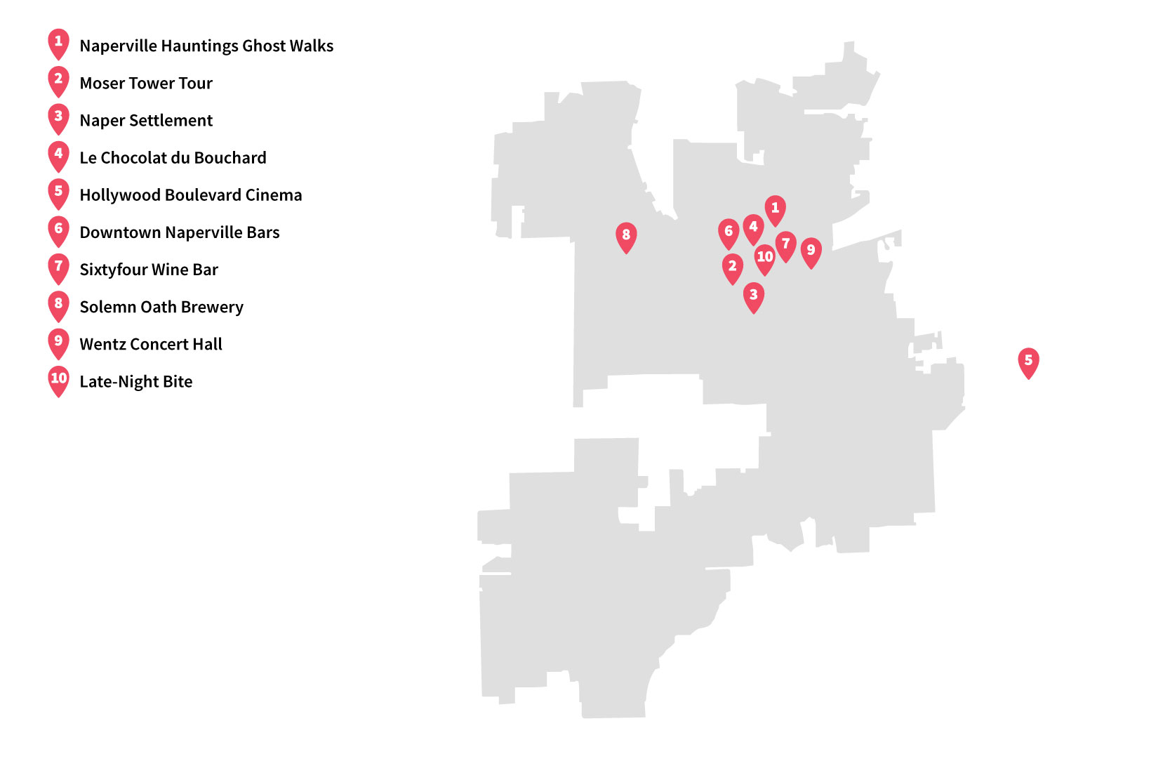 A map of Naperville Illinois 