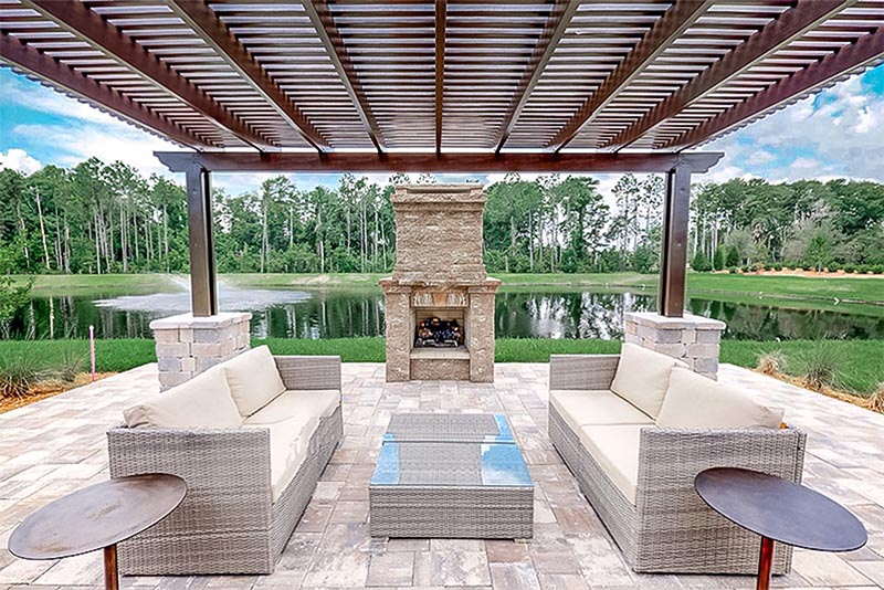 A patio with an outdoor barbecue in Nocatee Florida
