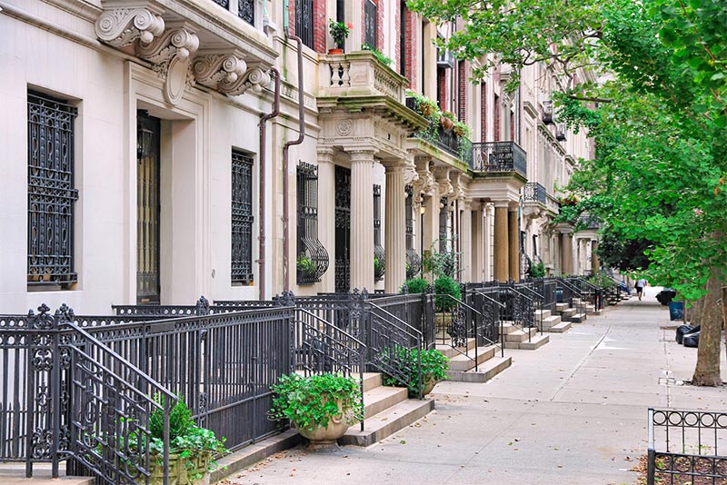 A row of homes on the Upper West Side in New York City