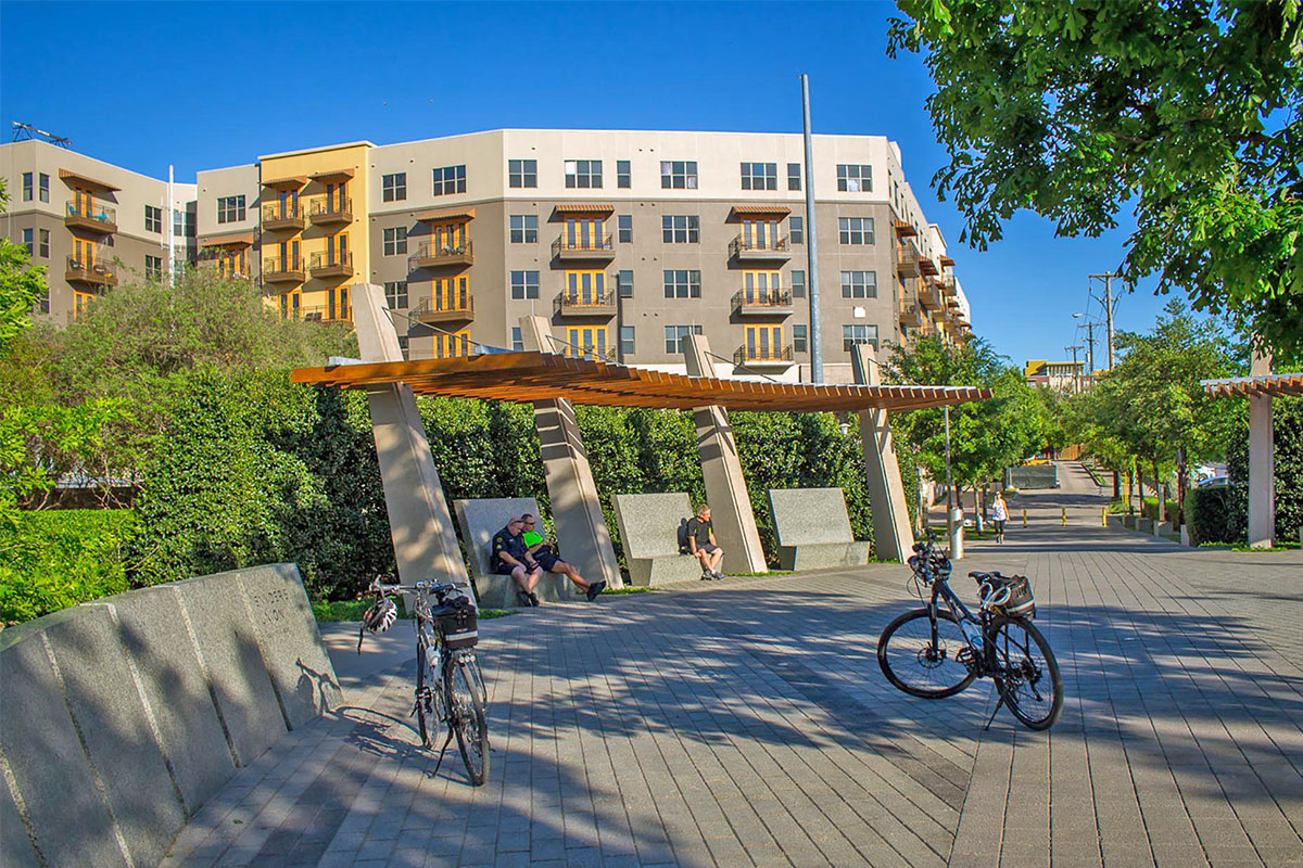 park with condos in the background