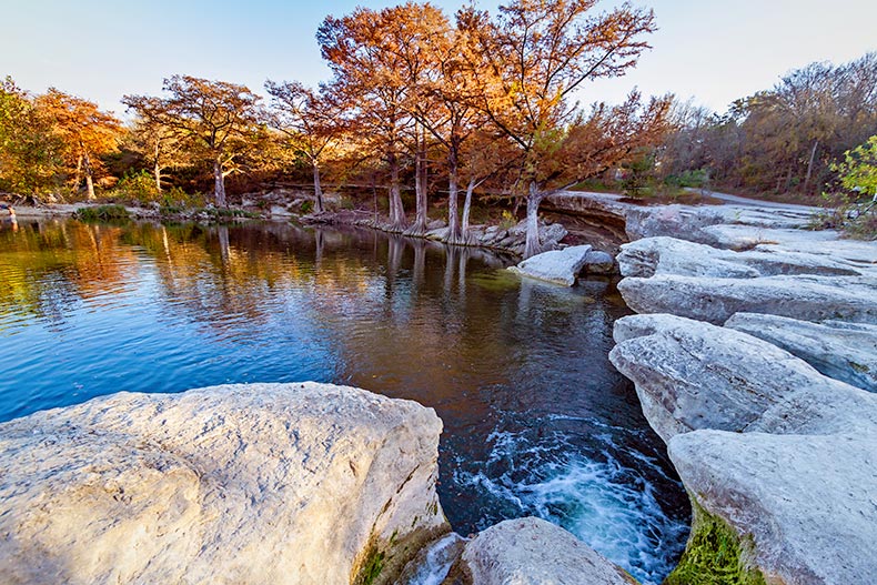 McKinney Falls State Park in Austin, Texas at the confluence of Onion Creek and Williamson Creek