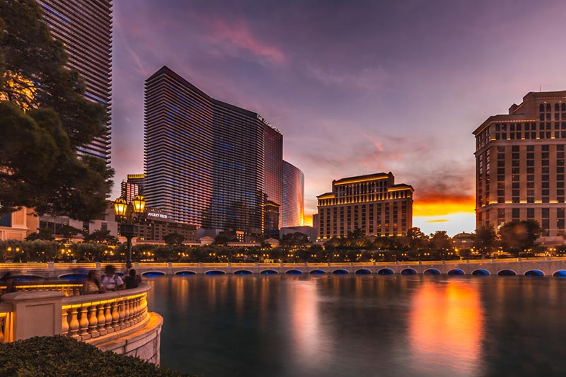 Fountains of the Bellagio hotel on the Las Vegas Strip in Paradise, Nevada