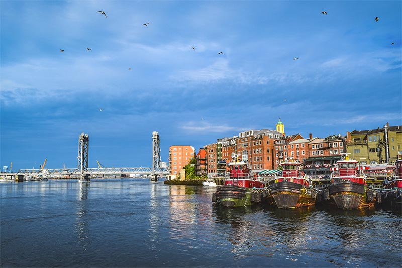 A harbor in Portsmouth New Hampshire on the Piscataqua River