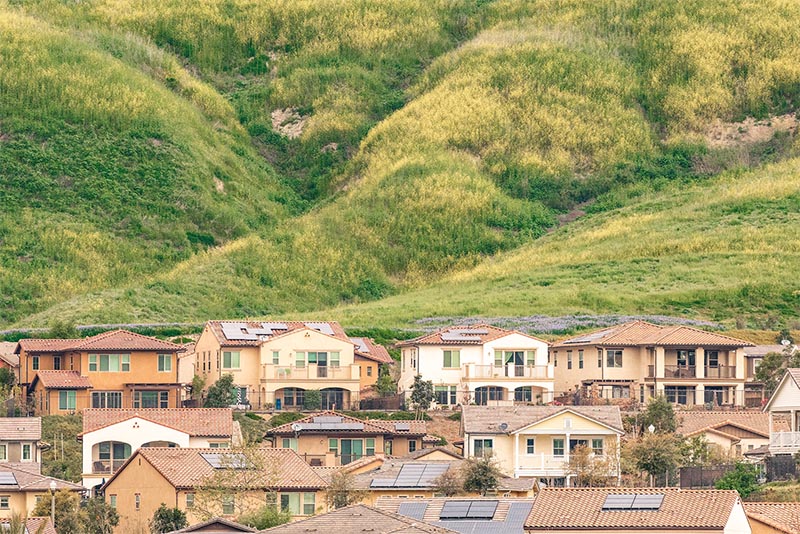 Homes and a hill in Rancho Mission Viejo California