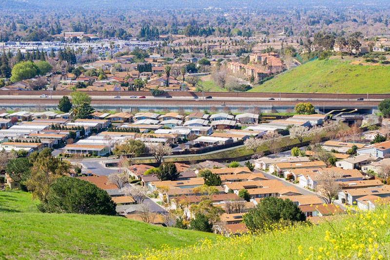 View of Guadalupe Freeway from Communications Hill in San Jose, California