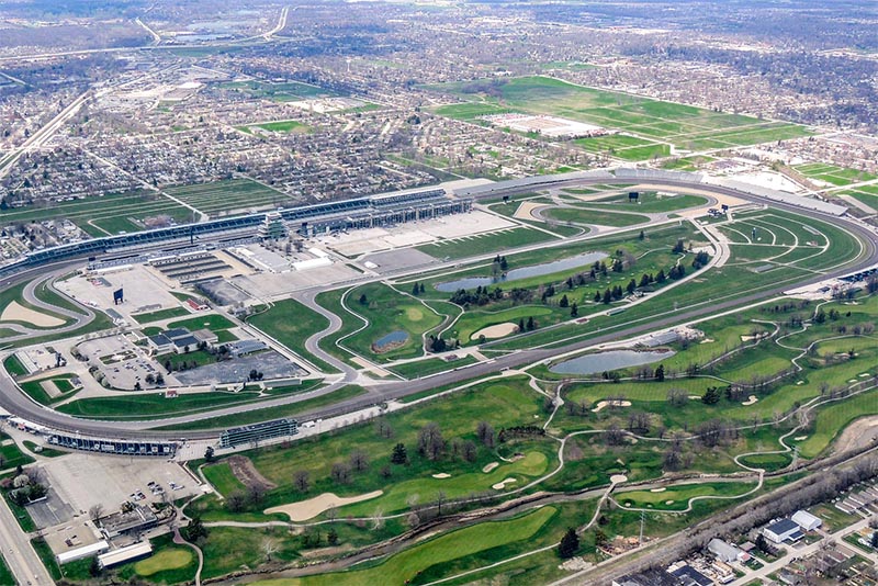 The famous Indianapolis Motor Speedway where the Indy 500 is held.