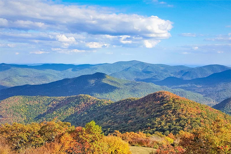 A view of a Georgia mountain range from atop a mountain