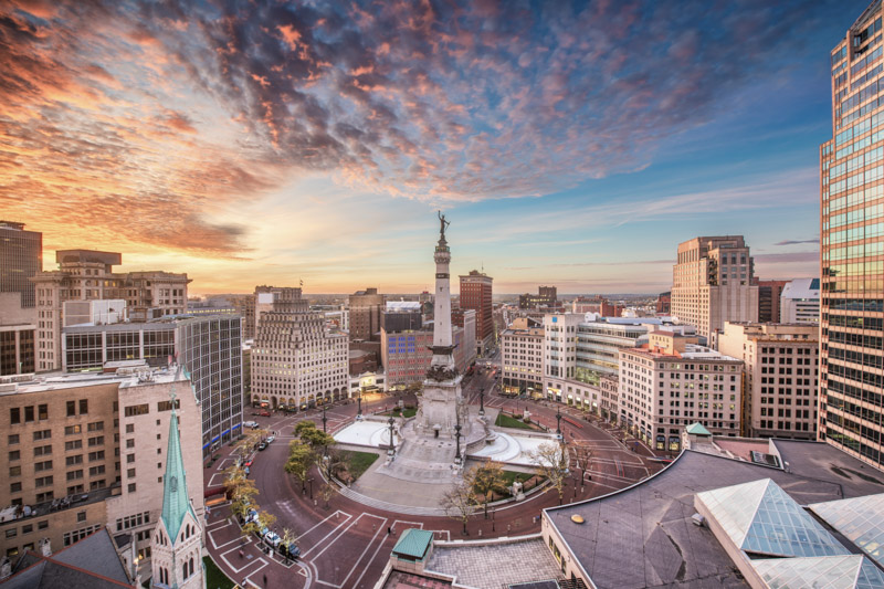 Monument Circle, the most iconic area of Indianapolis