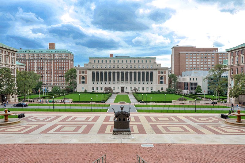 A landscape view of the Columbia University campus in New York City