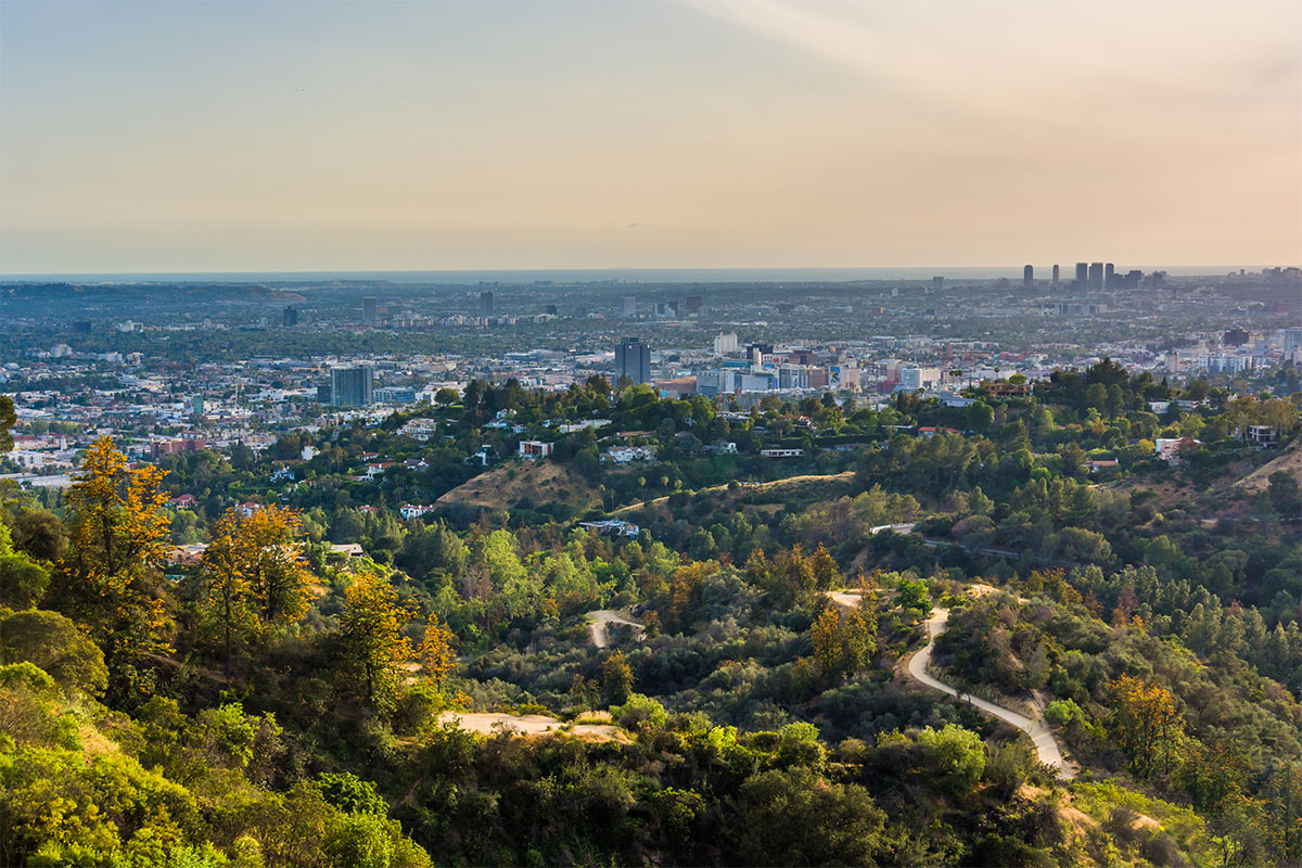 Hollywood Hills with trials in the foreground