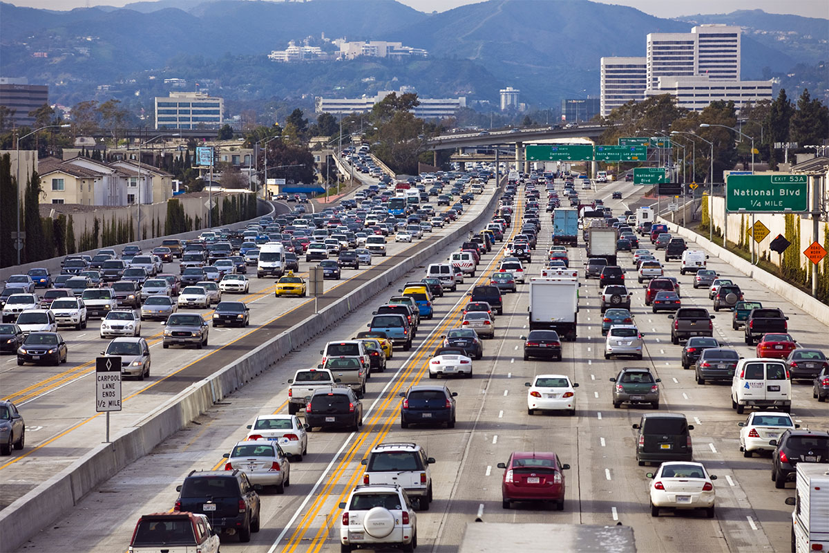 Cars in traffic Los Angeles California 