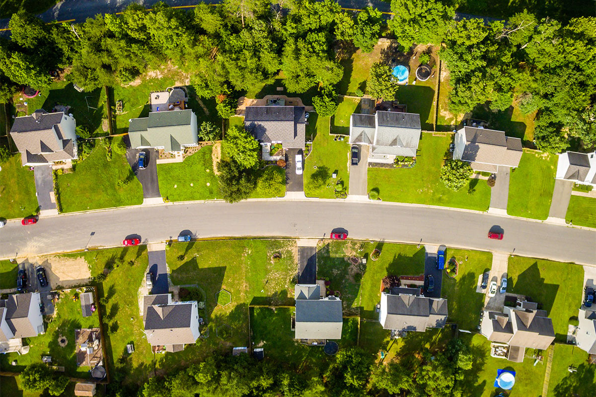 Arial view of houses