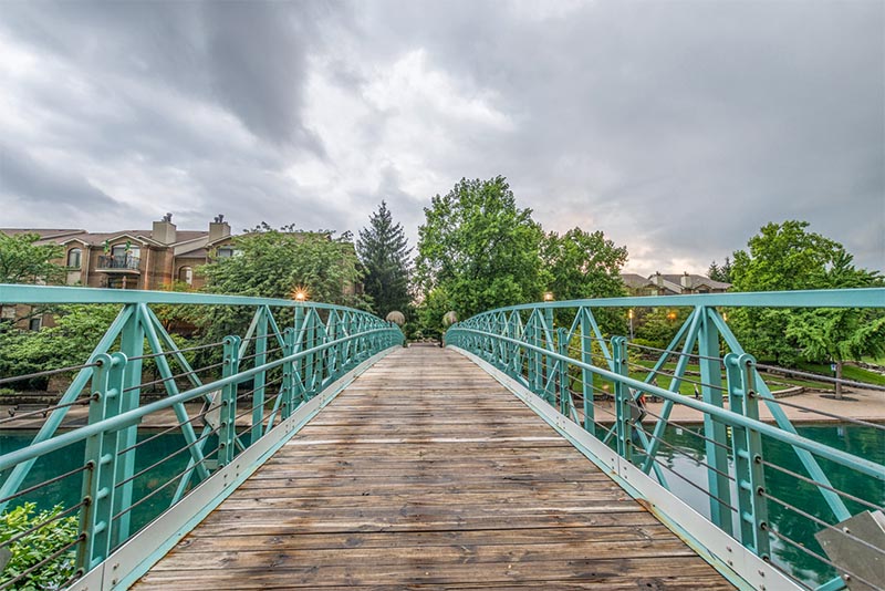 A walking bridge over the canal in Indianapolis