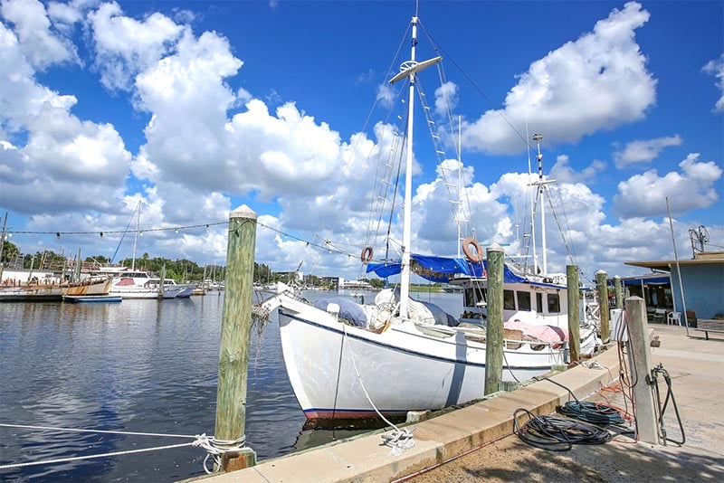 Boats on a marina in Tarpon Springs Florida
