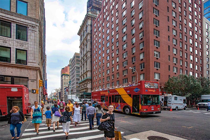 A busy intersection in the TriBeCa neighborhood of New York City