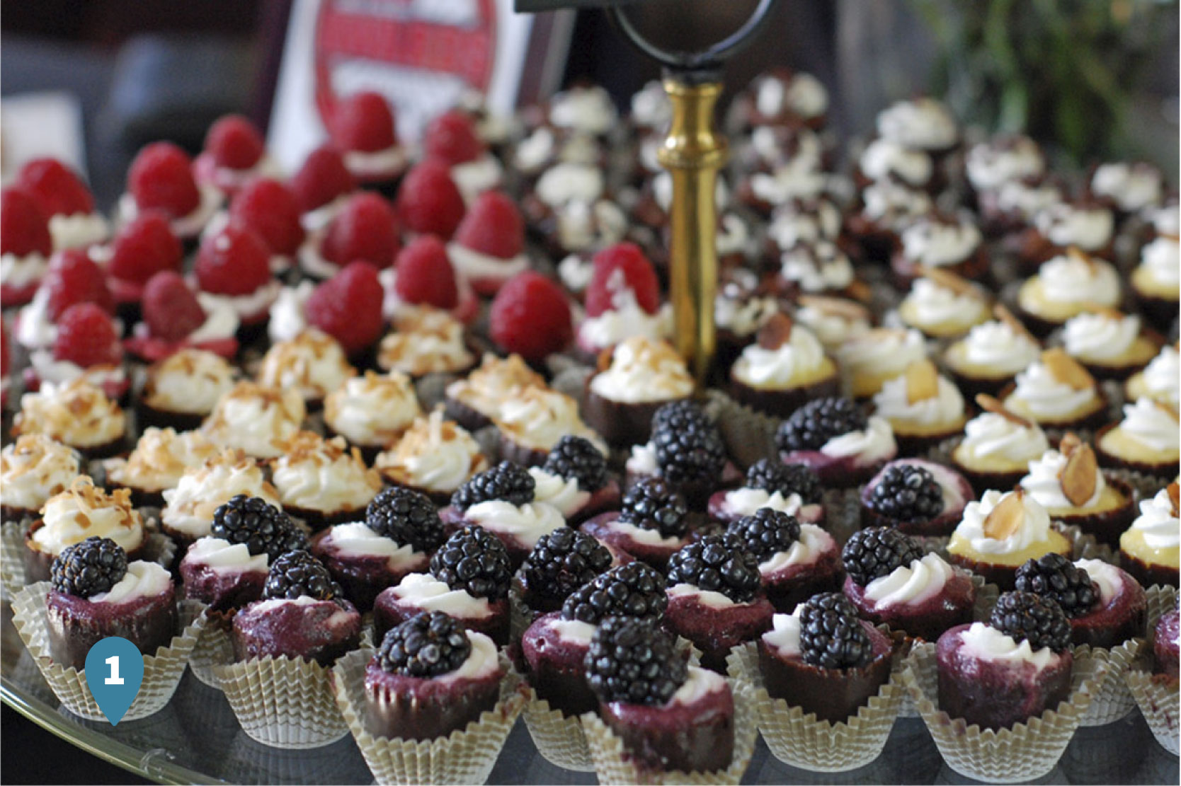 A tray of small pastries at Amerlie's French Bakery in Charlotte, North Carolina