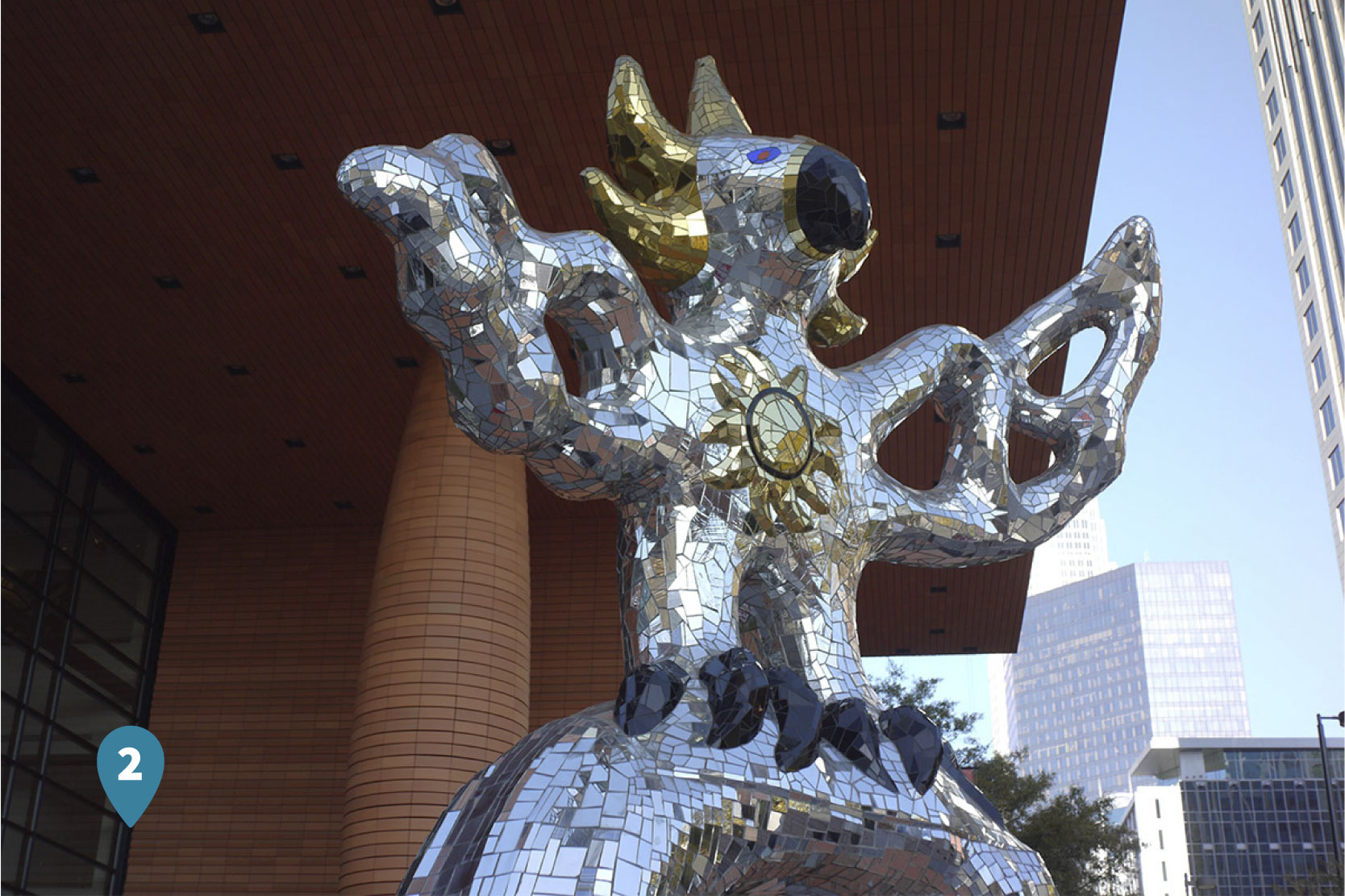 Niki de Saint Phalle’s “Le Grand Oiseau de Feu Sur l’Arche” as known as the "Disco Chicken"