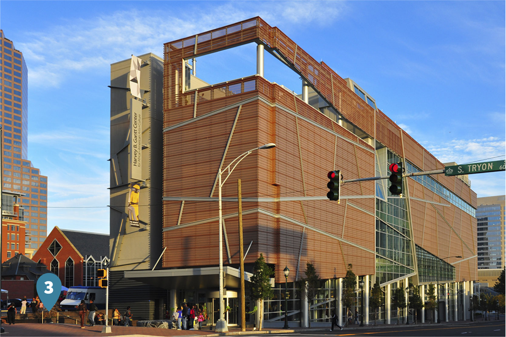 Exterior view of the Harvey B. Gantt Center in Charlotte, North Carolina