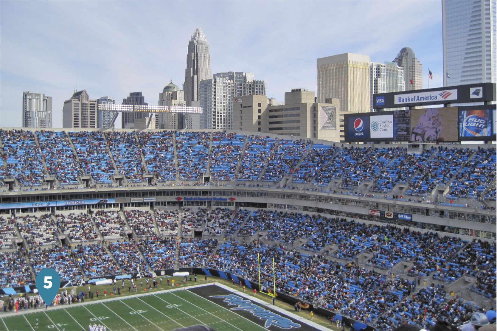 Fans filling the Bank of America Stadium in Charlotte, North Carolina