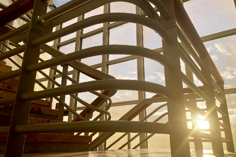 Metal staircase in the Virginia Museum of Fine ARts at sunset