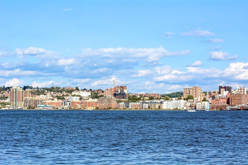 A view of the Yonkers skyline from the Hudson River